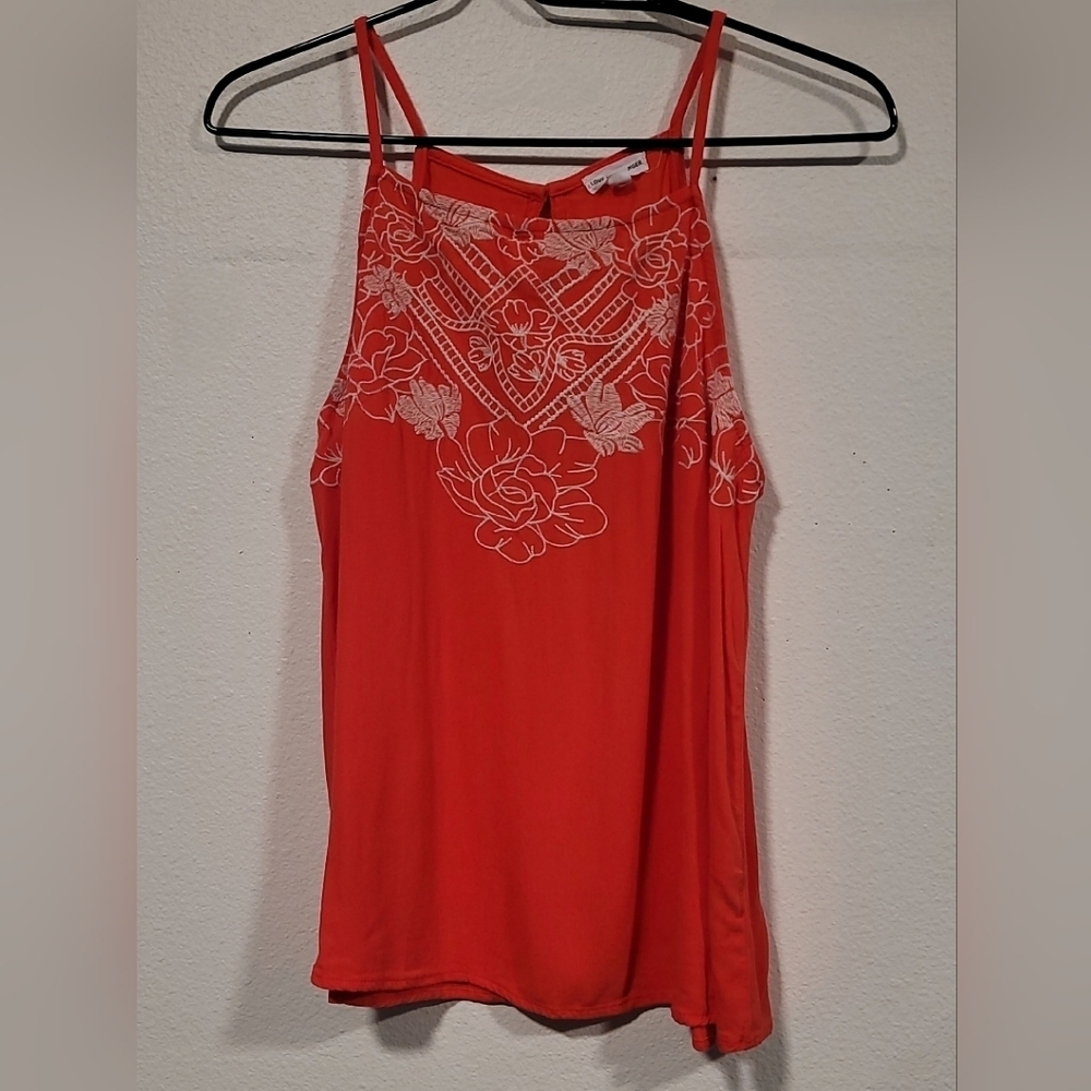 Love On A Hanger Women's Red Floral Embroidered Top Sz Large
